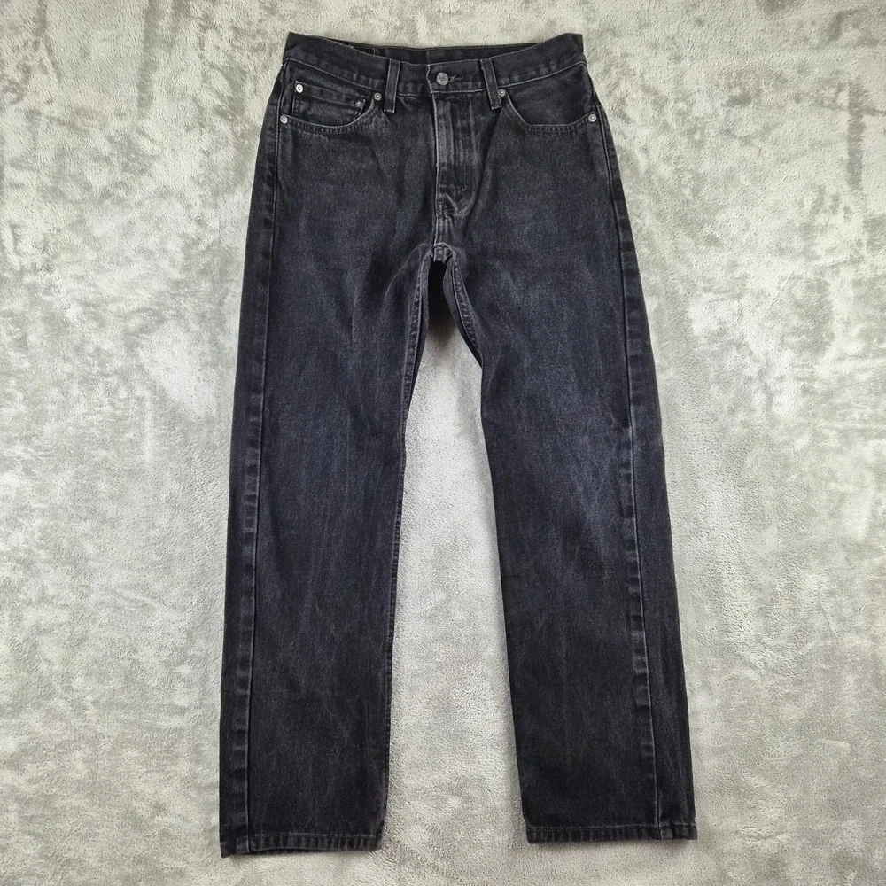 Levis 505 Jeans Mens 32x30 Black Faded Wash 100% Cotton Straight Leg 5 Pocket